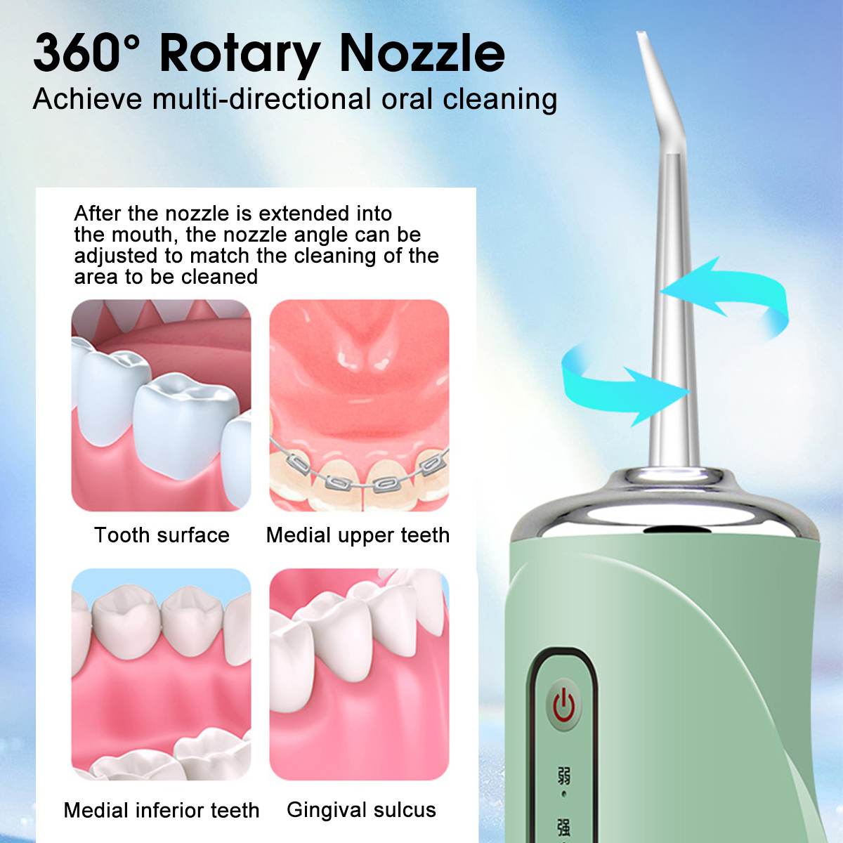 New Arrival Portable High-frequency Pulse Water Flosser Electric Spray Cleaning Oral Irrigator 3 Modes Cordless USB Rechargeable Teeth Cleaner  Dental Water Flosser Jet 220ML Water Tank with 4 Nozzles