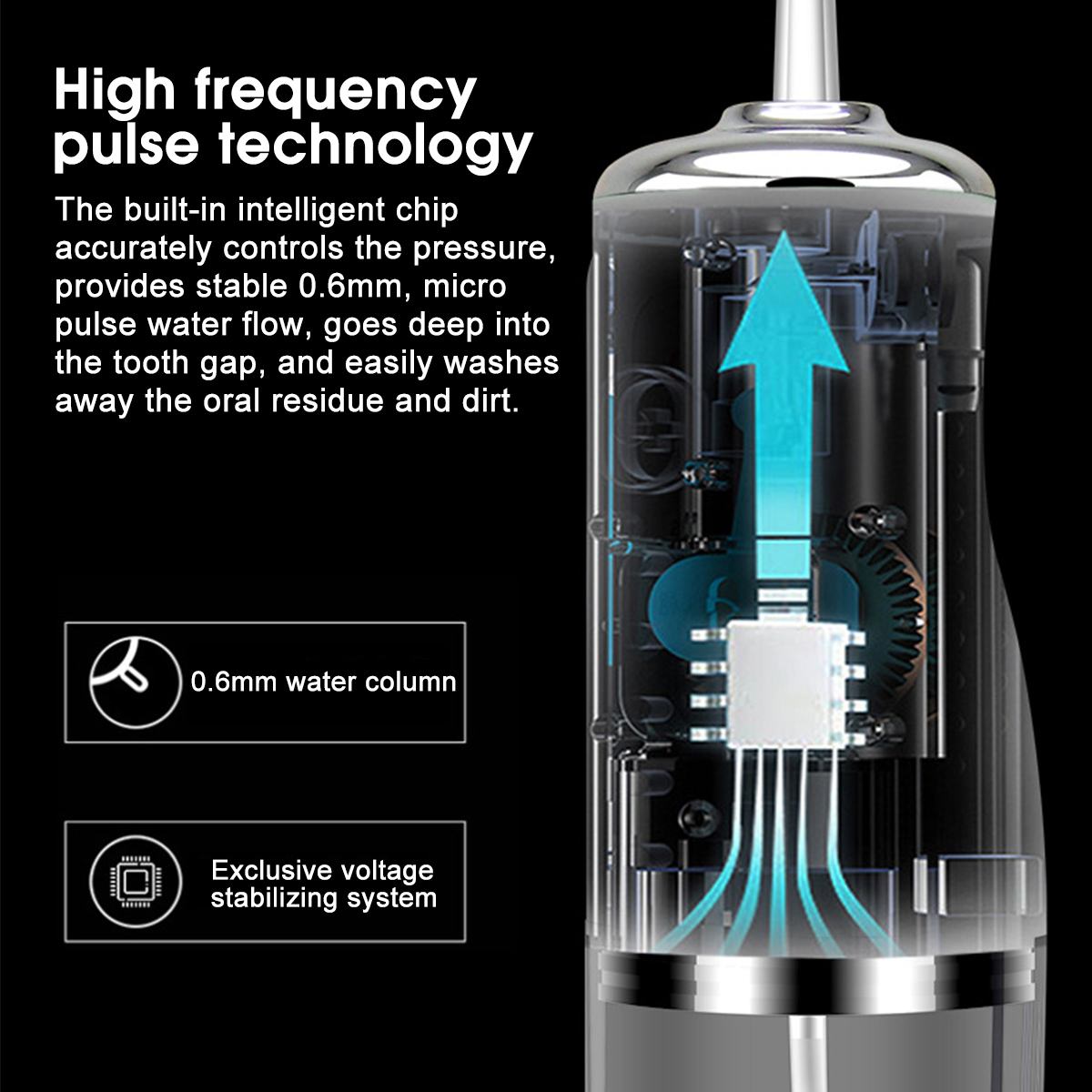 New Arrival Portable High-frequency Pulse Water Flosser Electric Spray Cleaning Oral Irrigator 3 Modes Cordless USB Rechargeable Teeth Cleaner  Dental Water Flosser Jet 220ML Water Tank with 4 Nozzles