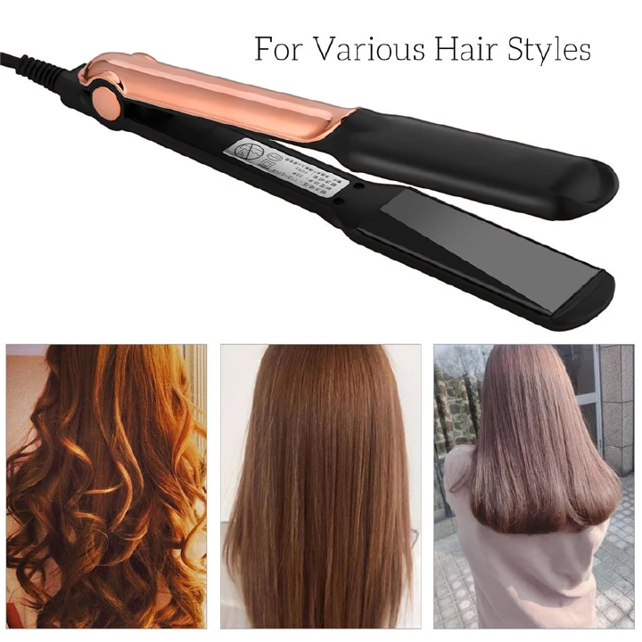 New Arrival Professional 2 In 1 Hair Straightener and Hair Curler with 4 Temperature Settings Wide Plate Hair Flat Iron for Home DIY Use for Both Wet and Dry