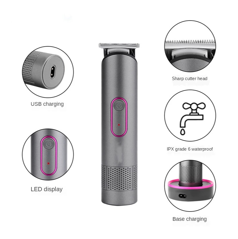 Professional Hair Clipper Rechargeable IPX6 Rotate Man Electric Shaver Men's Barber Beard and Mustache Hair Trimmer Machine Shaving Machines Waterproof Wet/Dry Haircut Kit