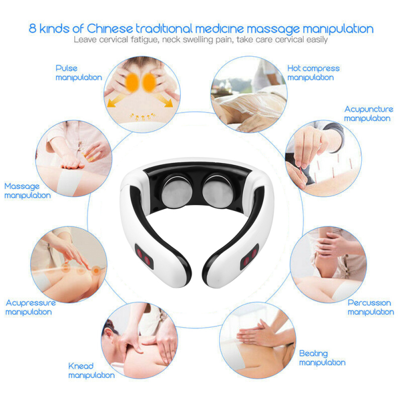 Electric Neck Shoulder Massager with 6 modes Heating Pulse Back Massage Pain Relief Cervical Vertebra Relaxation Health Care Machine
