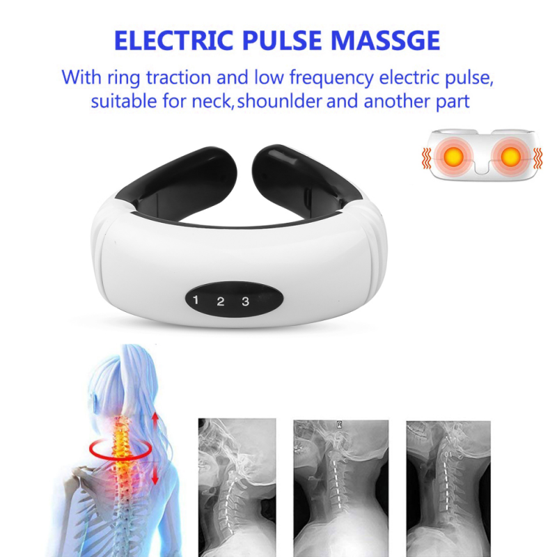 Electric Neck Shoulder Massager with 6 modes Heating Pulse Back Massage Pain Relief Cervical Vertebra Relaxation Health Care Machine