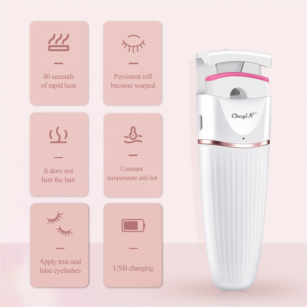 Heated Eyelash Curler Silicone Safe Electric Lash Curler Long Lasting Natural Eyelash Shaper 40s Fast Heating Makeup Tool