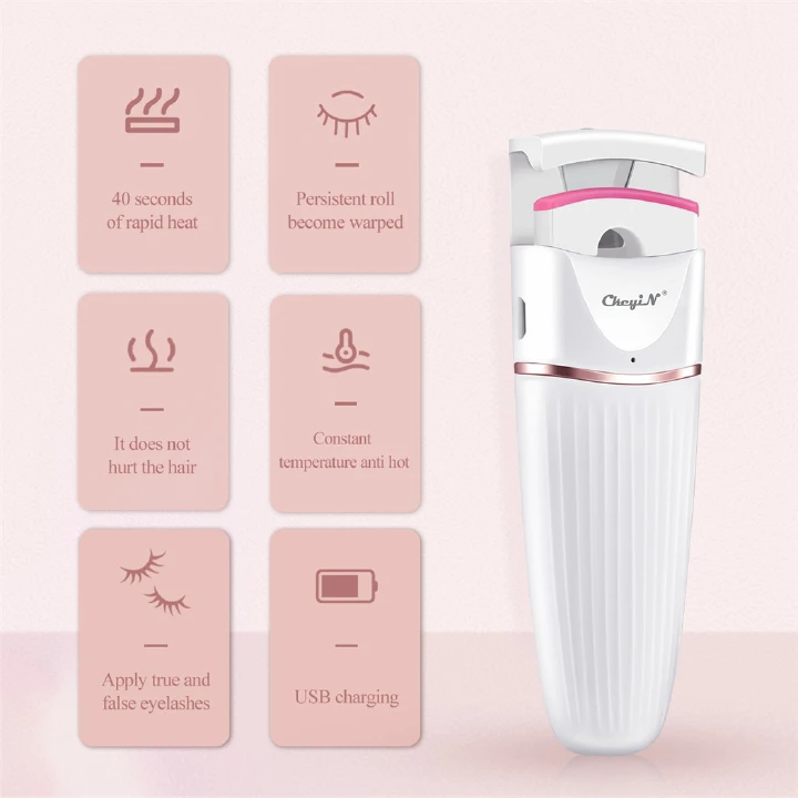 Heated Eyelash Curler Silicone Safe Electric Lash Curler Long Lasting Natural Eyelash Shaper 40s Fast Heating Makeup Tool