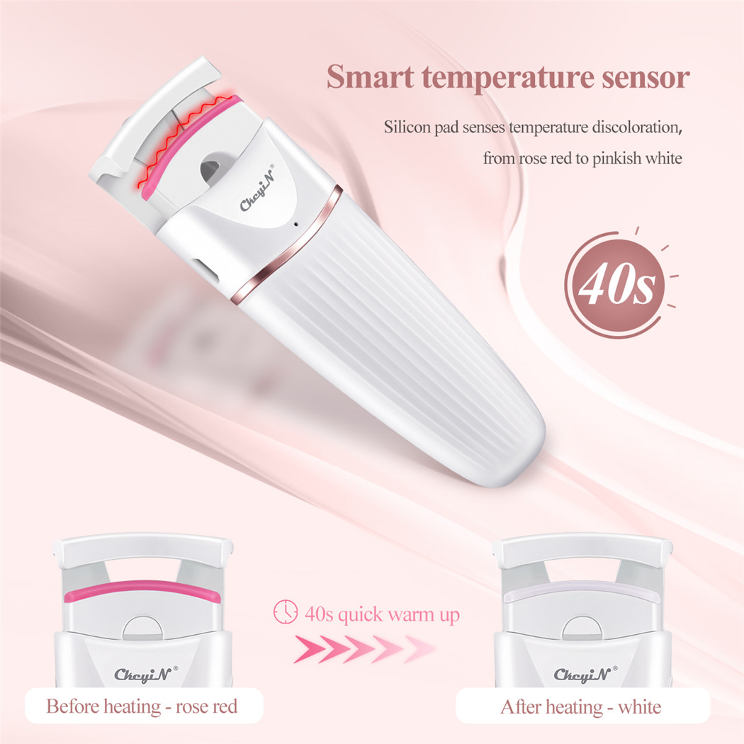 Heated Eyelash Curler Silicone Safe Electric Lash Curler Long Lasting Natural Eyelash Shaper 40s Fast Heating Makeup Tool