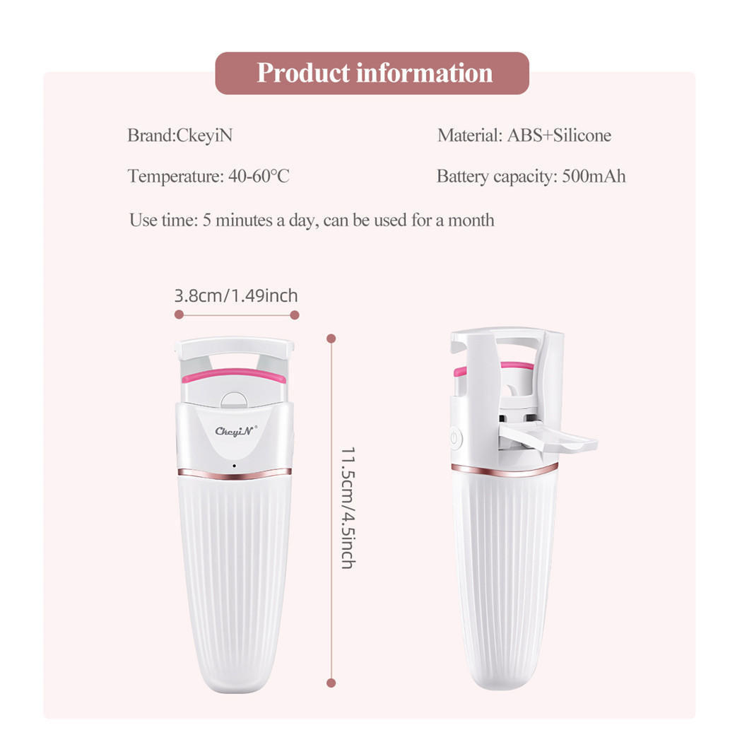 Heated Eyelash Curler Silicone Safe Electric Lash Curler Long Lasting Natural Eyelash Shaper 40s Fast Heating Makeup Tool