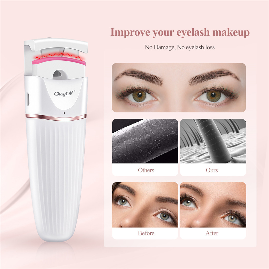 Heated Eyelash Curler Silicone Safe Electric Lash Curler Long Lasting Natural Eyelash Shaper 40s Fast Heating Makeup Tool