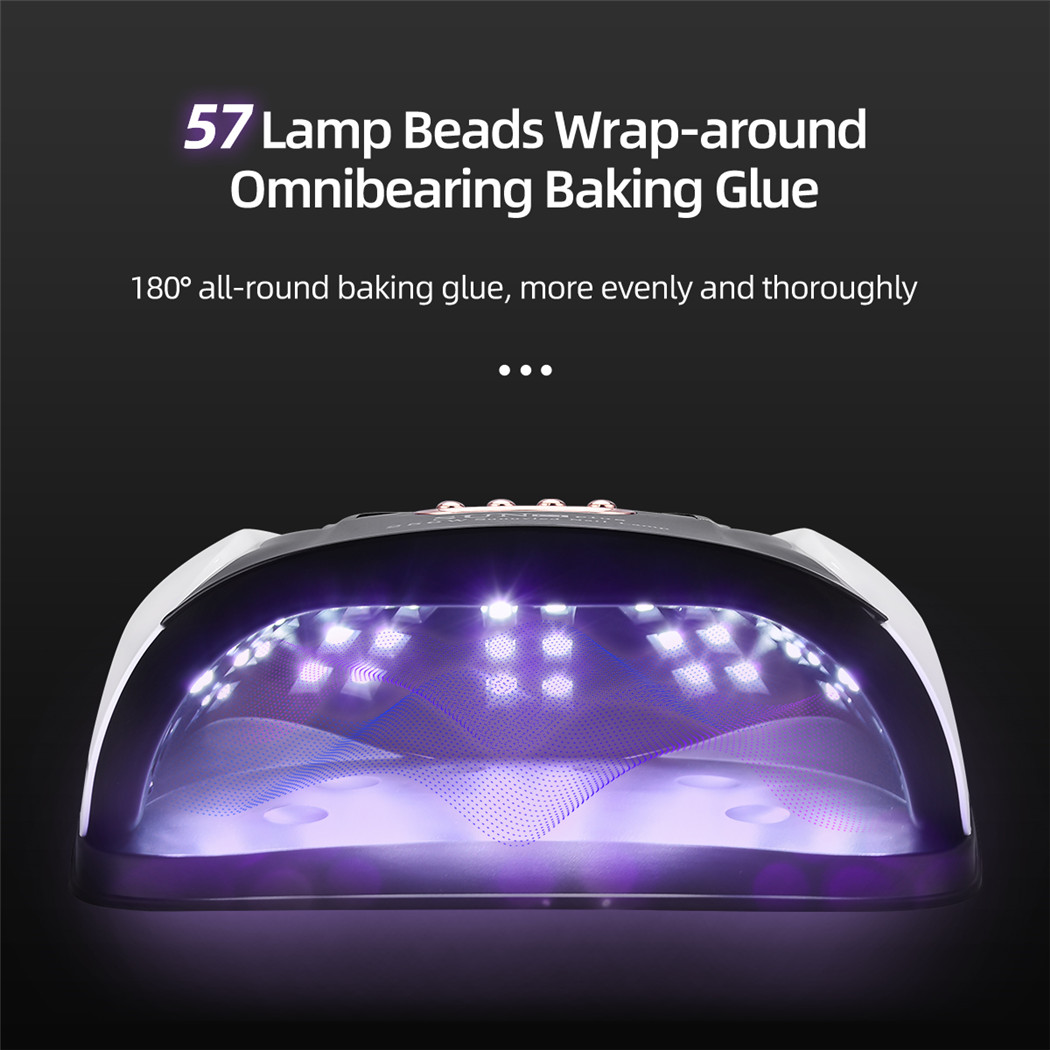 256W UV LED Nail Lamp Automatic UV Sensor Quick Nail Dryer 57 Lamp Beads Home Gel Manicure Nail Art Device with 4 Timers