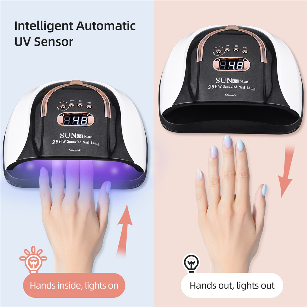 256W UV LED Nail Lamp Automatic UV Sensor Quick Nail Dryer 57 Lamp Beads Home Gel Manicure Nail Art Device with 4 Timers