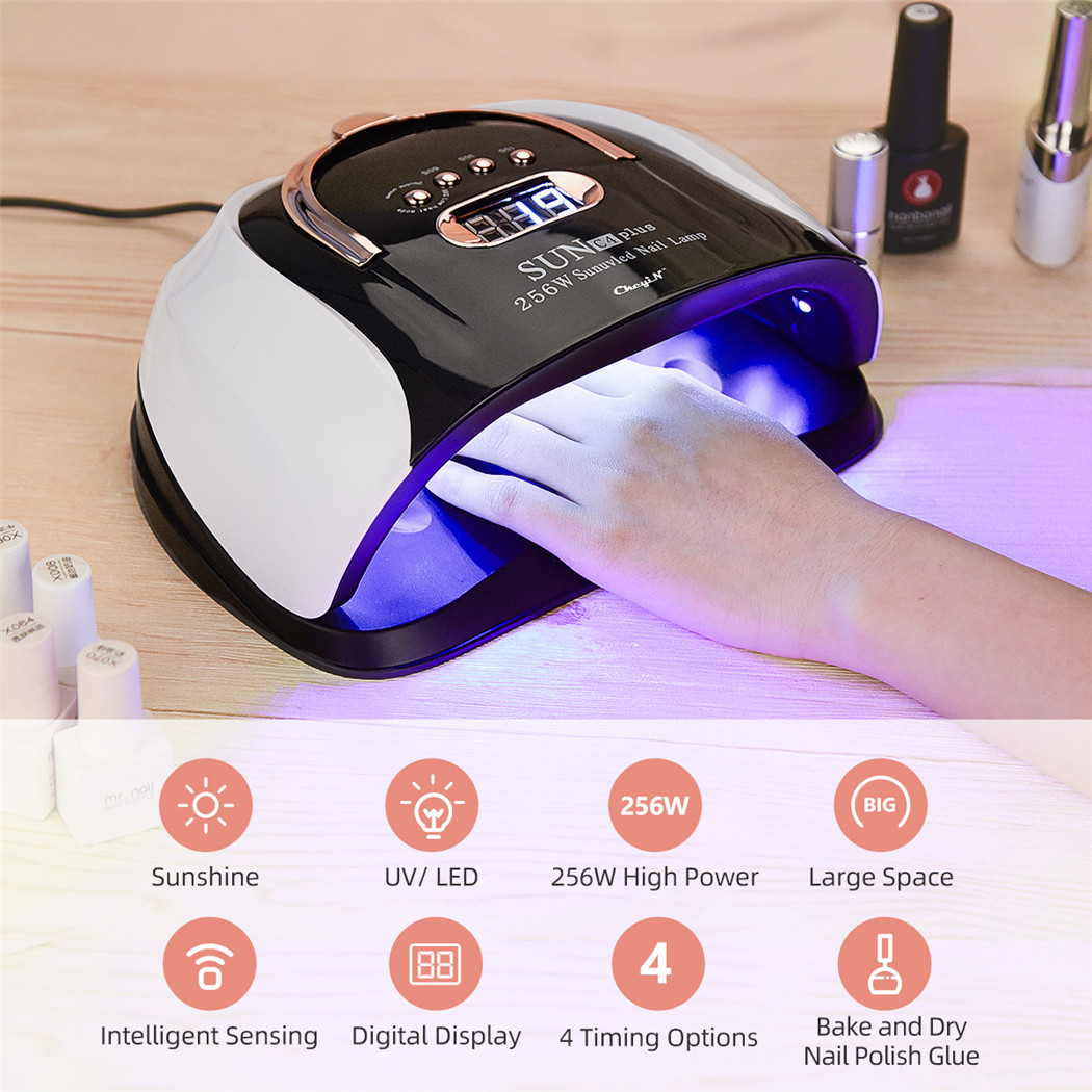 256W UV LED Nail Lamp Automatic UV Sensor Quick Nail Dryer 57 Lamp Beads Home Gel Manicure Nail Art Device with 4 Timers