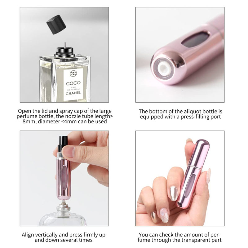 5ml Portable Mini Refillable Perfume Bottle With Spray Scent Pump Empty Cosmetic Containers Atomizer Bottle For Travel Tool