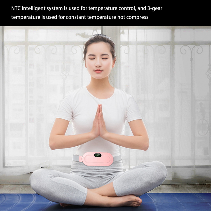 Relieve Menstrual Pain Abdominal Heating Massage Warm Palace Belt Electric Heating Uterus Acupoints Vibrating Massage the Waist With 3 Modes Rechargeable Massager For Women