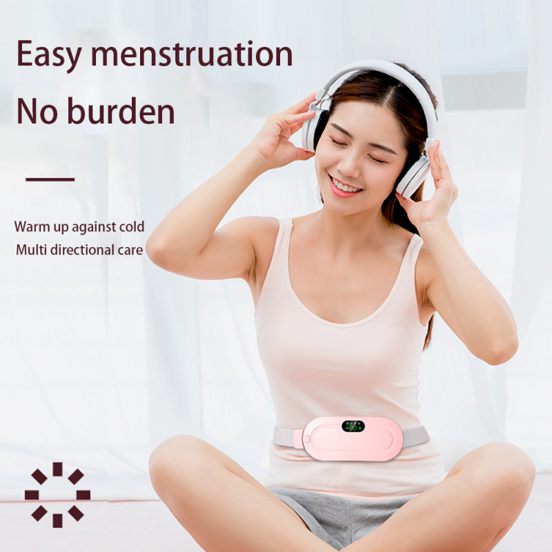 Relieve Menstrual Pain Abdominal Heating Massage Warm Palace Belt Electric Heating Uterus Acupoints Vibrating Massage the Waist With 3 Modes Rechargeable Massager For Women