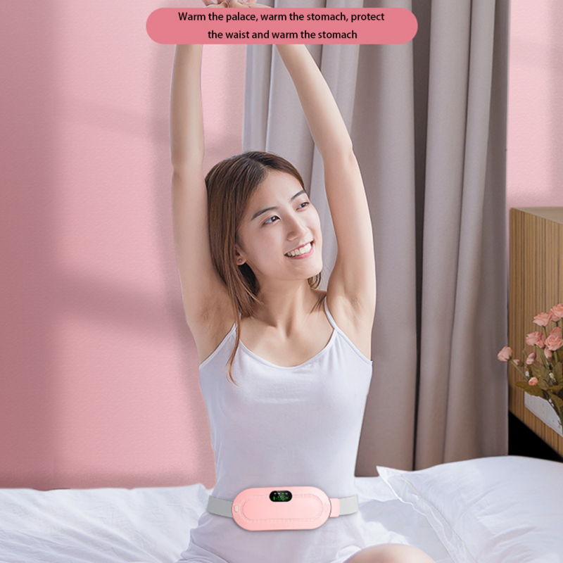 Relieve Menstrual Pain Abdominal Heating Massage Warm Palace Belt Electric Heating Uterus Acupoints Vibrating Massage the Waist With 3 Modes Rechargeable Massager For Women