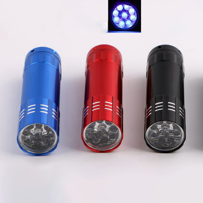 Mini 9 LED Lights Flashlight UV Lamp New Portable Nail Gel Mask Quick Drying Manicure Tool Nail Dryer Money detection Machine