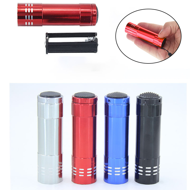 Mini 9 LED Lights Flashlight UV Lamp New Portable Nail Gel Mask Quick Drying Manicure Tool Nail Dryer Money detection Machine