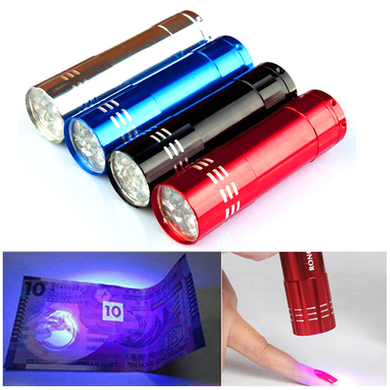 Mini 9 LED Lights Flashlight UV Lamp New Portable Nail Gel Mask Quick Drying Manicure Tool Nail Dryer Money detection Machine