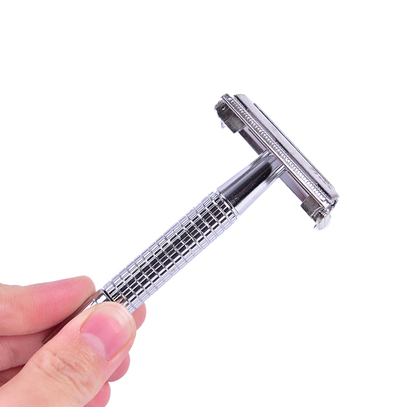 New Arrival Men's Traditional Double Edge Chrome Wet Shaving Safety Handheld Manual Razor 1 Blade Included With Travel Case Care Hair Beard