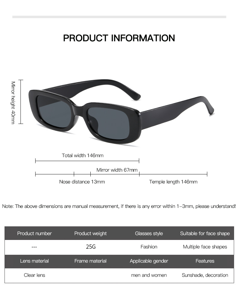 European And American Fashion Square Sunglasses Street Style Anti-Ultraviolet