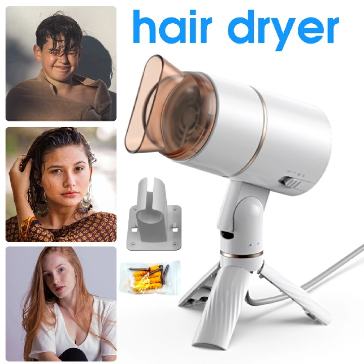 Professional Hair Dryer Strong Wind Hot and Cold Air Wind Electric Foldable Negative Ionic Hammer Blower Dry Lazy Hairdryer salon Three-speed Desktop Hands Free Hair Dryer
