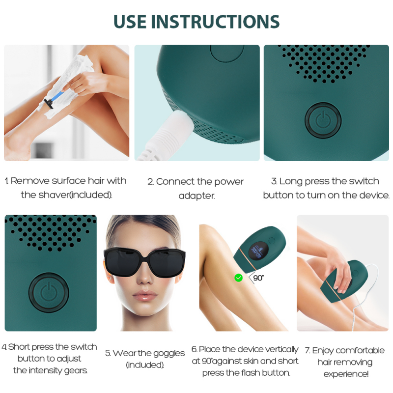 IPL Hair Removal Laser Epilator 900000 Flash Shaving And Hair Removal 8 Levels Permanent Epilator For Women Men Shaver Trimmer