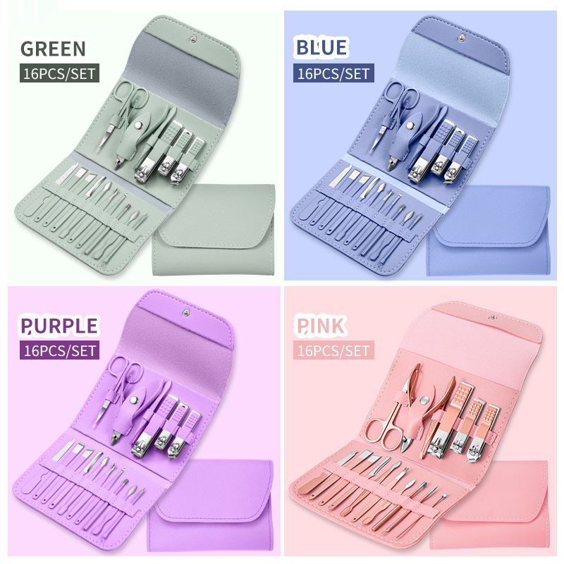 New Arrival 12pcs 16pcs/set Nail Clipper Manicure Set High Quality Stainless Nail Cutter Pedicure Scissor Cuticle Nipper Nail Tools Personal Care Kit