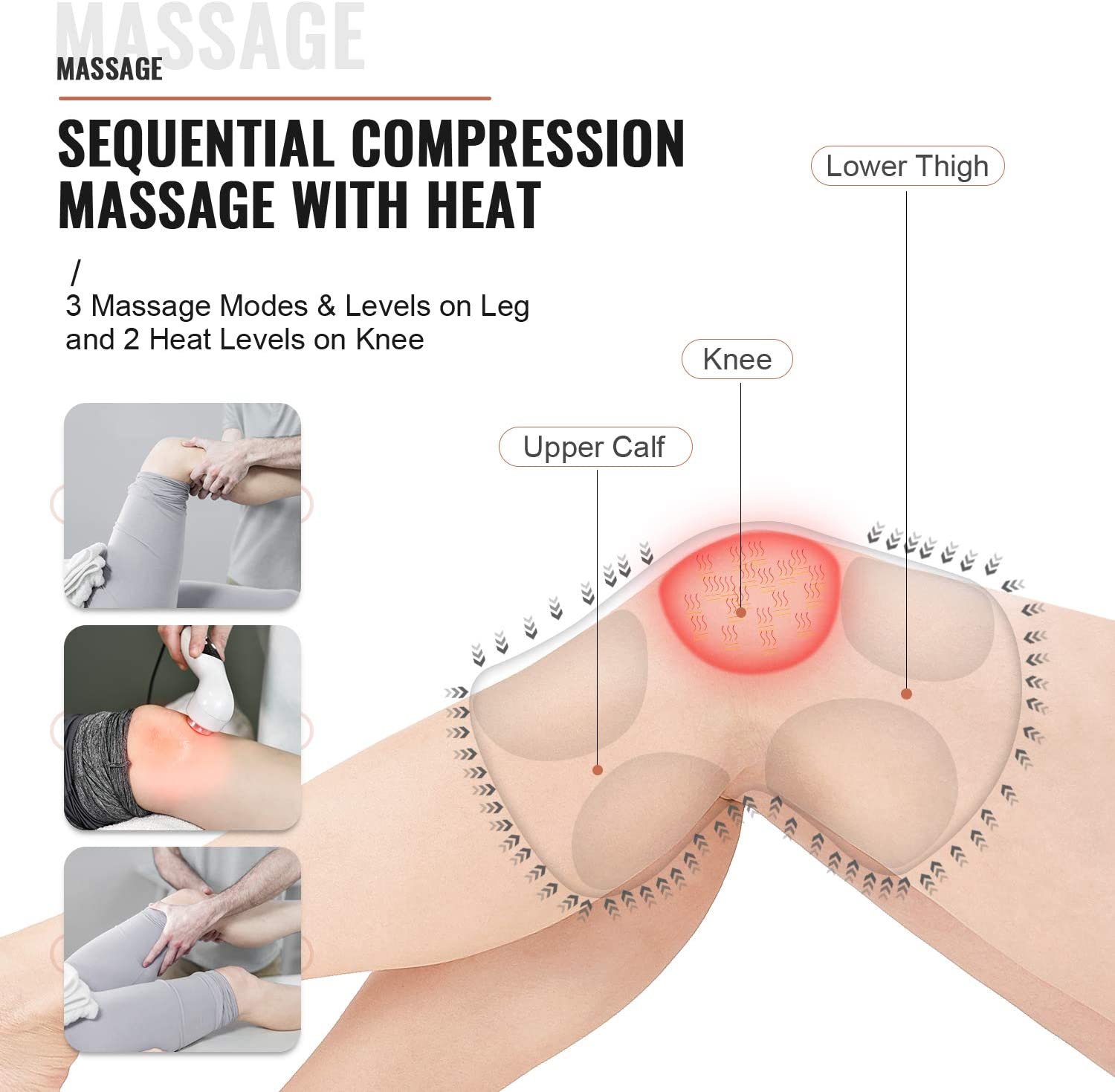 New Arrival 3 in 1 Electric Heating Vibration Knee Massager Far Infrared Joint Brace Support Vibrador Back Shoulder Massage Knee Pain Relief Massager