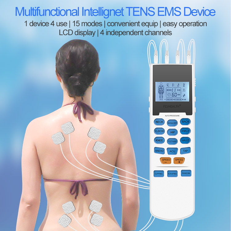 15 Modes Pain Relief Tens Device Physical Therapy Machine Menstrual Pain Relief For Women 4 Channel TENS Unit LCD Display Muscle Stimulator Body Massager