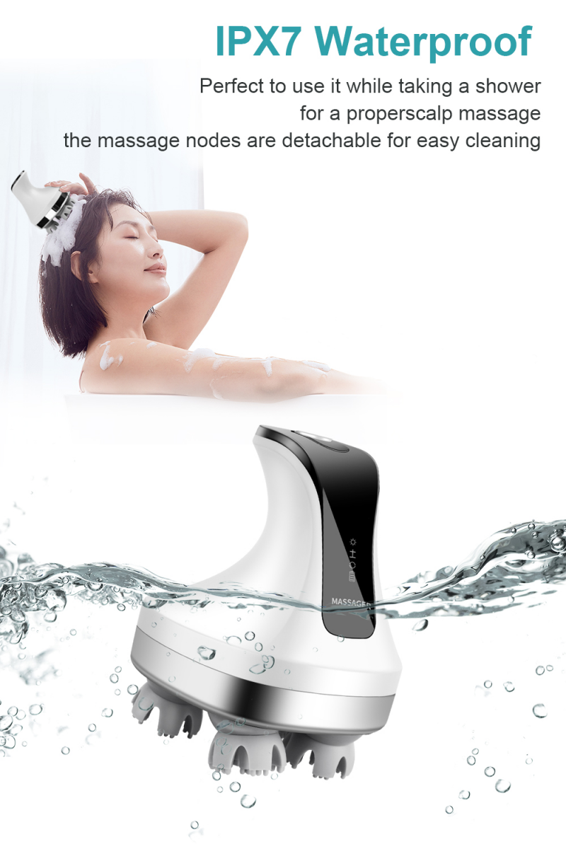 New Arrival 4D Electric Head Massager Wireless Scalp Massage IPX7 Waterproof Promote Hair Growth Body Deep Tissue Kneading Massager