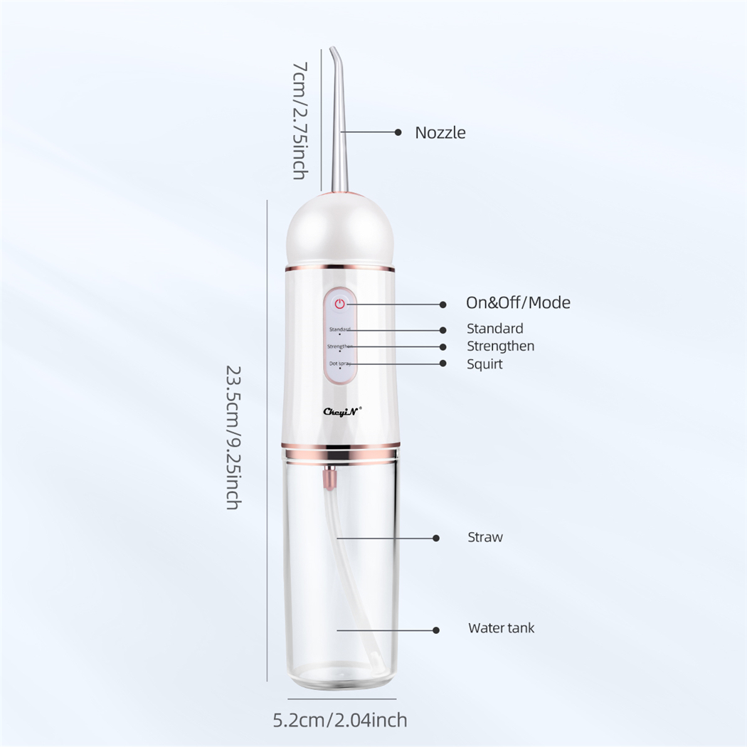 New Arrival Oral Irrigator USB Rechargeable Water Flosser Portable Dental Water Jet 230ML Water Tank Waterproof Teeth Cleaner With 4 Nozzles