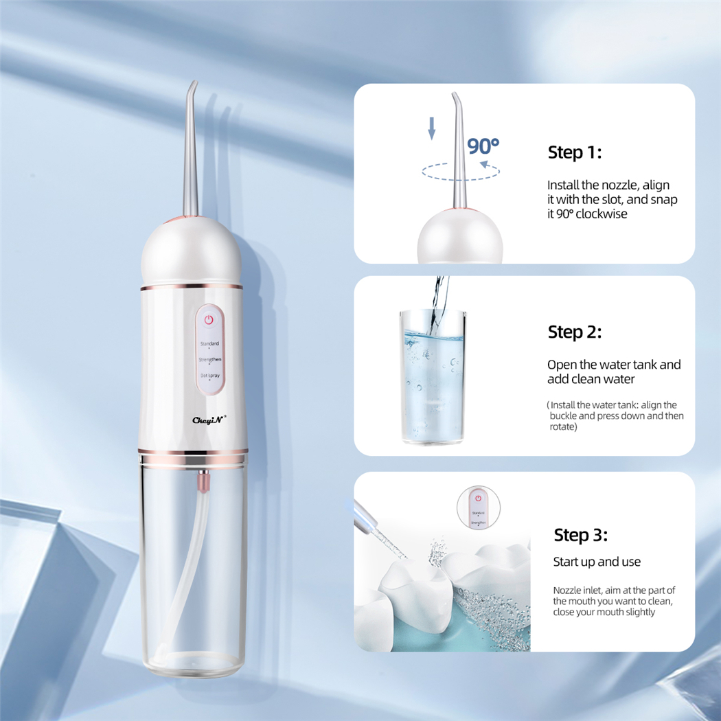 New Arrival Oral Irrigator USB Rechargeable Water Flosser Portable Dental Water Jet 230ML Water Tank Waterproof Teeth Cleaner With 4 Nozzles