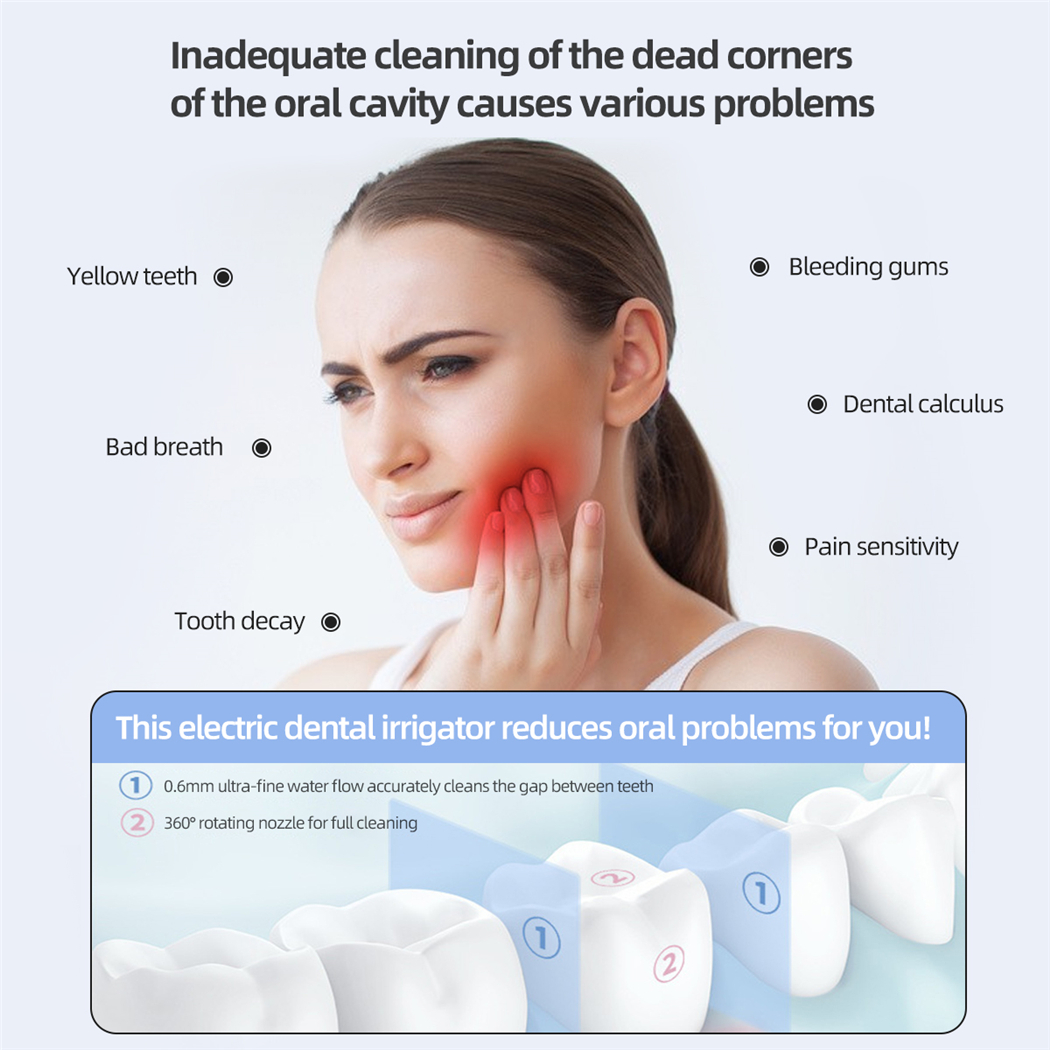 New Arrival Oral Irrigator USB Rechargeable Water Flosser Portable Dental Water Jet 230ML Water Tank Waterproof Teeth Cleaner With 4 Nozzles