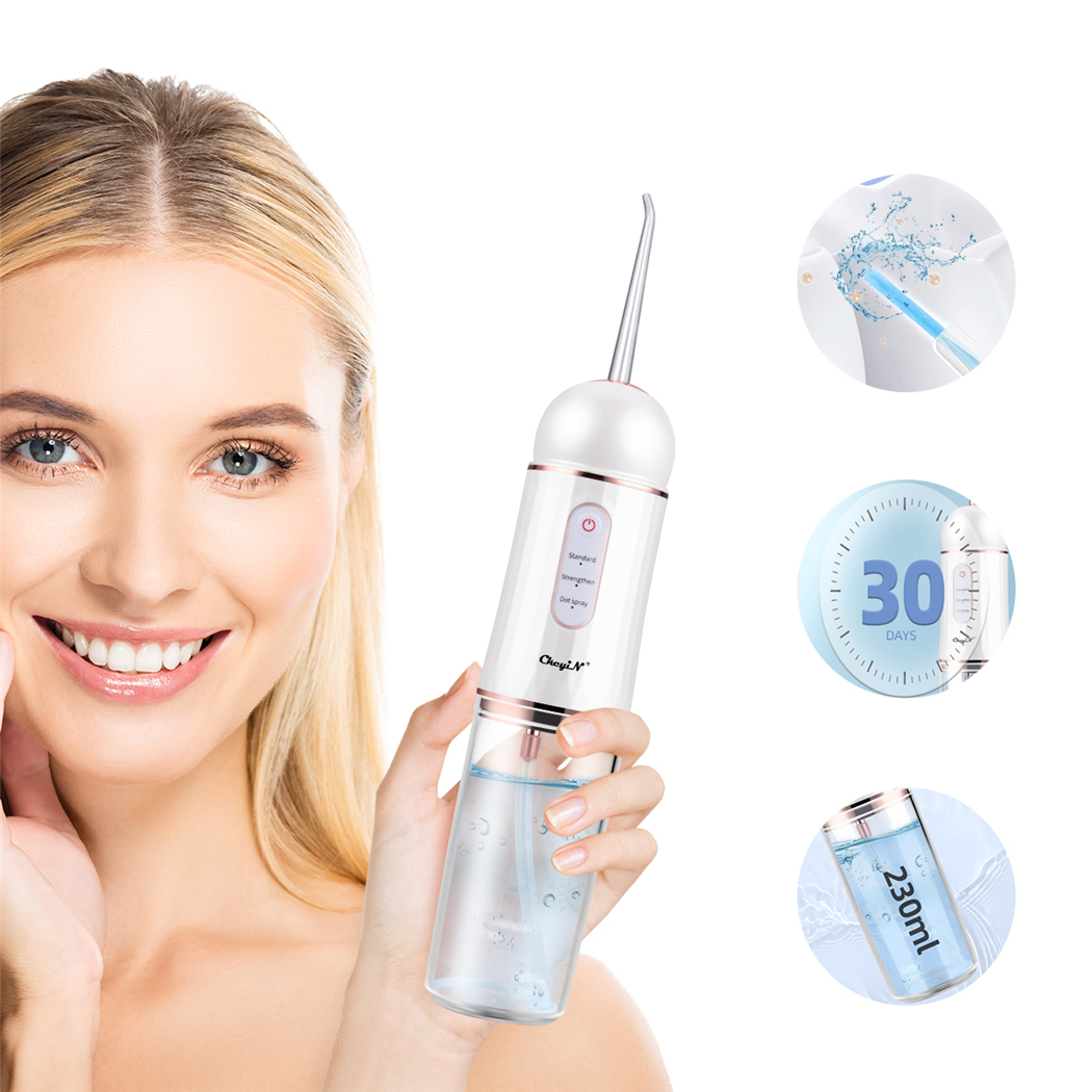 New Arrival Oral Irrigator USB Rechargeable Water Flosser Portable Dental Water Jet 230ML Water Tank Waterproof Teeth Cleaner With 4 Nozzles