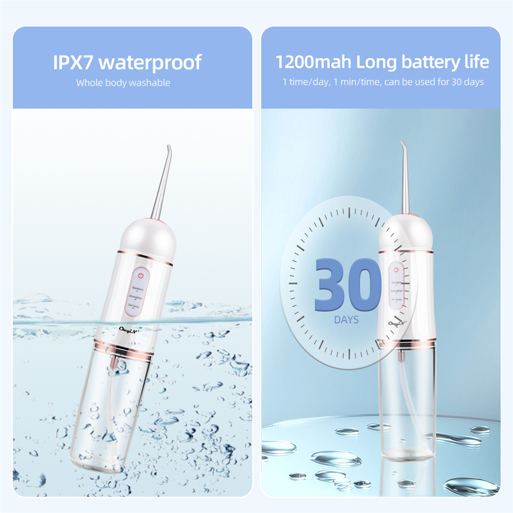 New Arrival Oral Irrigator USB Rechargeable Water Flosser Portable Dental Water Jet 230ML Water Tank Waterproof Teeth Cleaner With 4 Nozzles