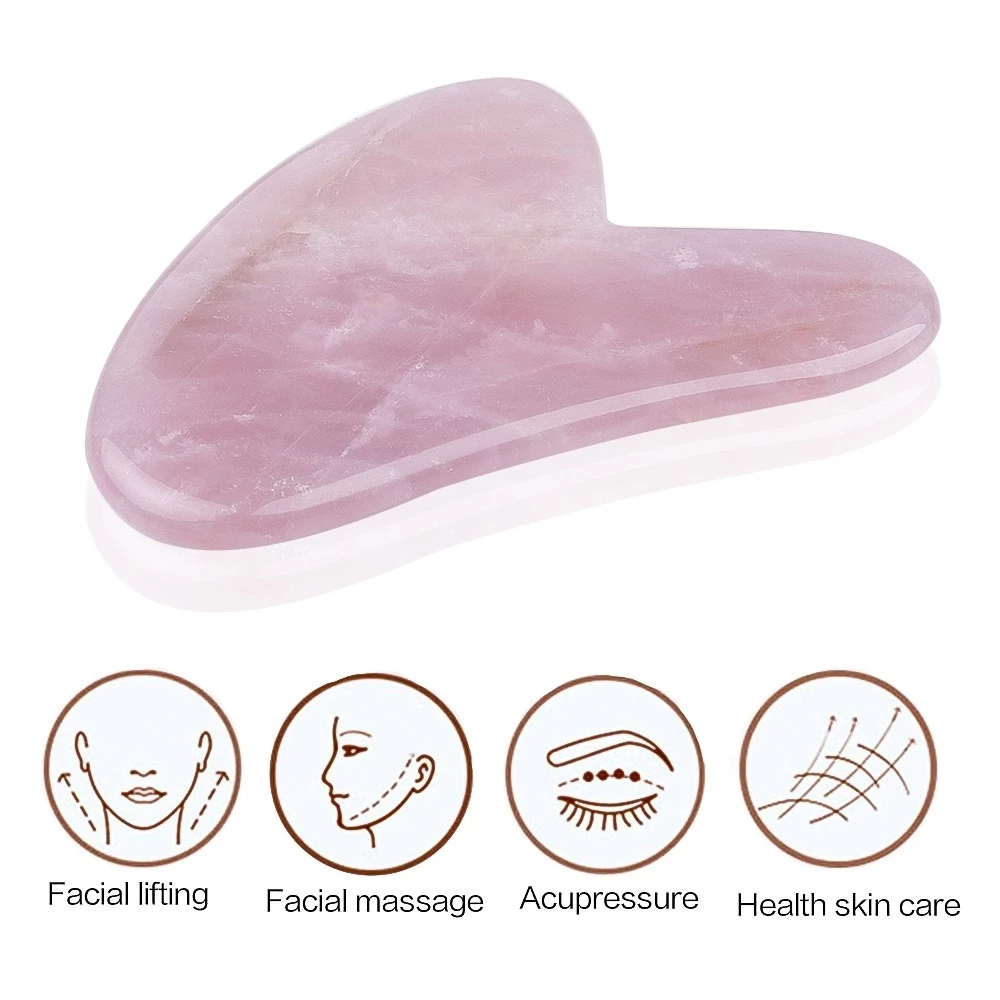 New Arrival Natural Stone Ice Rose Quartz Guasha Massager V Face Board Facial Neck Therapy Scraper Health Care Gua Sha Massager Beauty Care