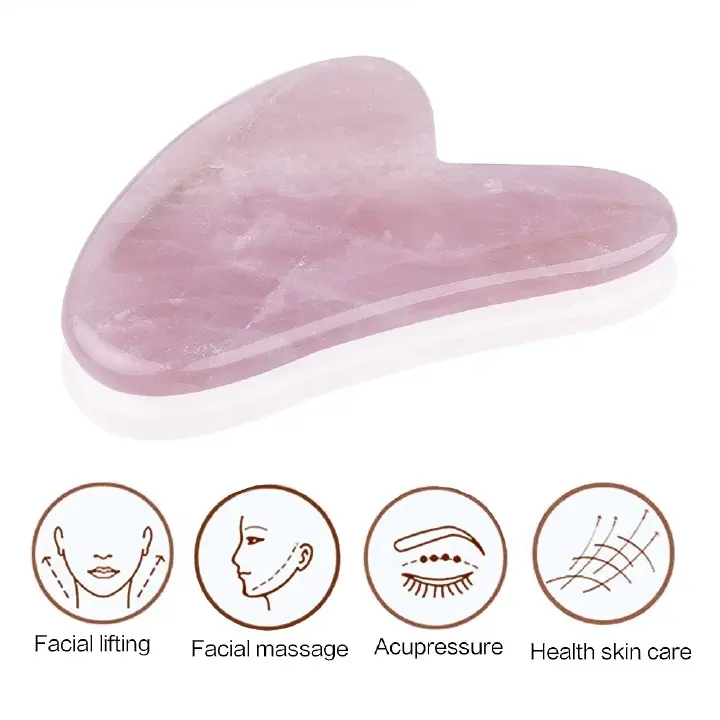 New Arrival Natural Stone Ice Rose Quartz Guasha Massager V Face Board Facial Neck Therapy Scraper Health Care Gua Sha Massager Beauty Care