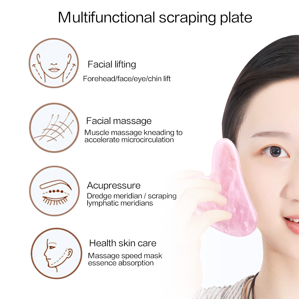 New Arrival Natural Stone Ice Rose Quartz Guasha Massager V Face Board Facial Neck Therapy Scraper Health Care Gua Sha Massager Beauty Care