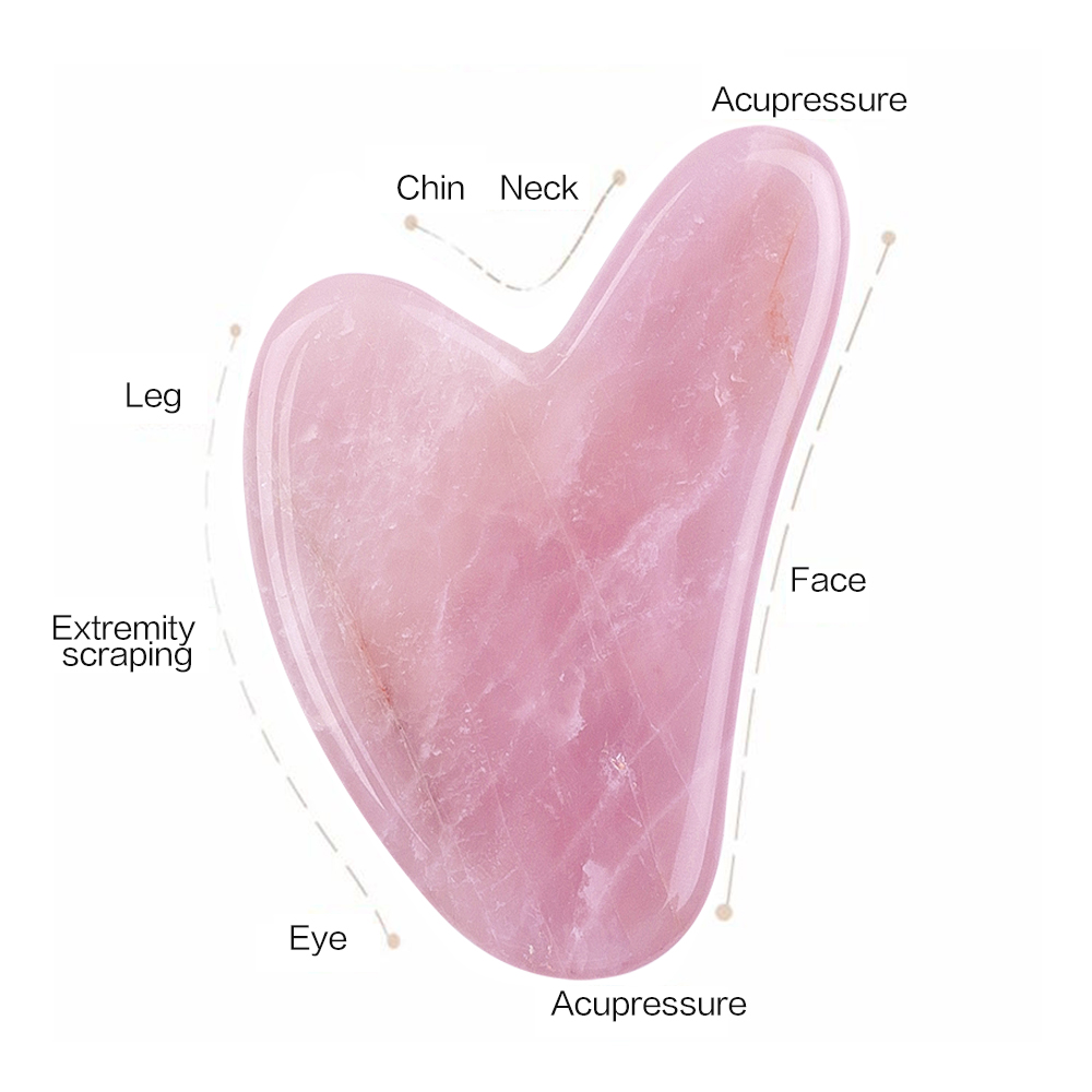 New Arrival Natural Stone Ice Rose Quartz Guasha Massager V Face Board Facial Neck Therapy Scraper Health Care Gua Sha Massager Beauty Care