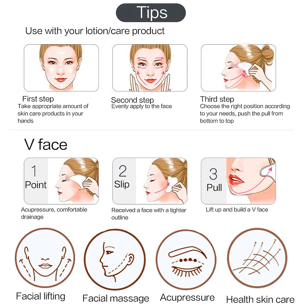 New Arrival Natural Stone Ice Rose Quartz Guasha Massager V Face Board Facial Neck Therapy Scraper Health Care Gua Sha Massager Beauty Care