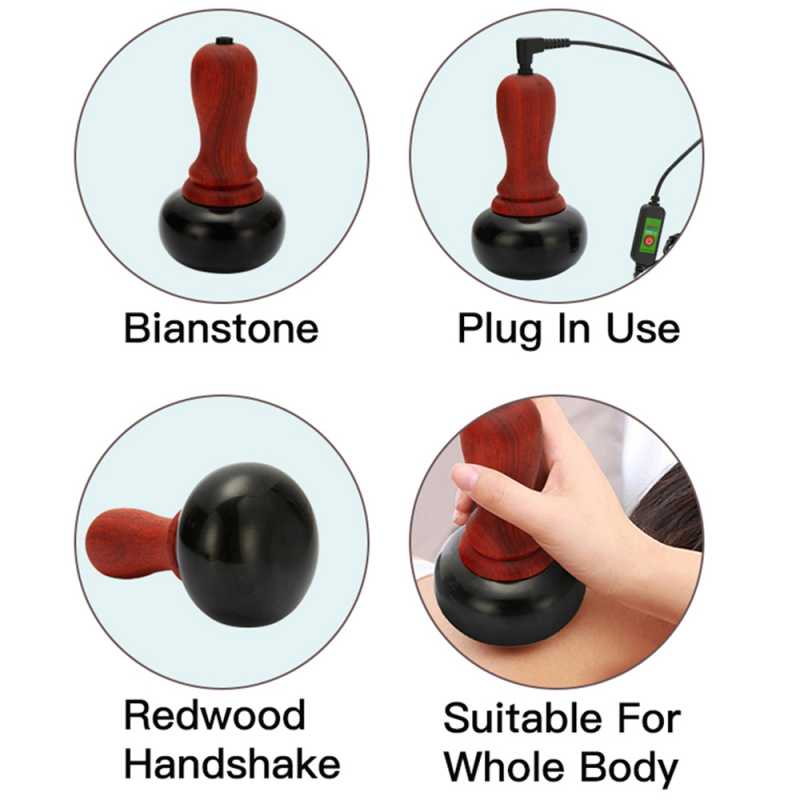 Hot Stone Electric Gua Sha Massager Natural Stone Needle Guasha Scraping Back Neck Face Massage Relax Muscles Skin Lift Care Spa