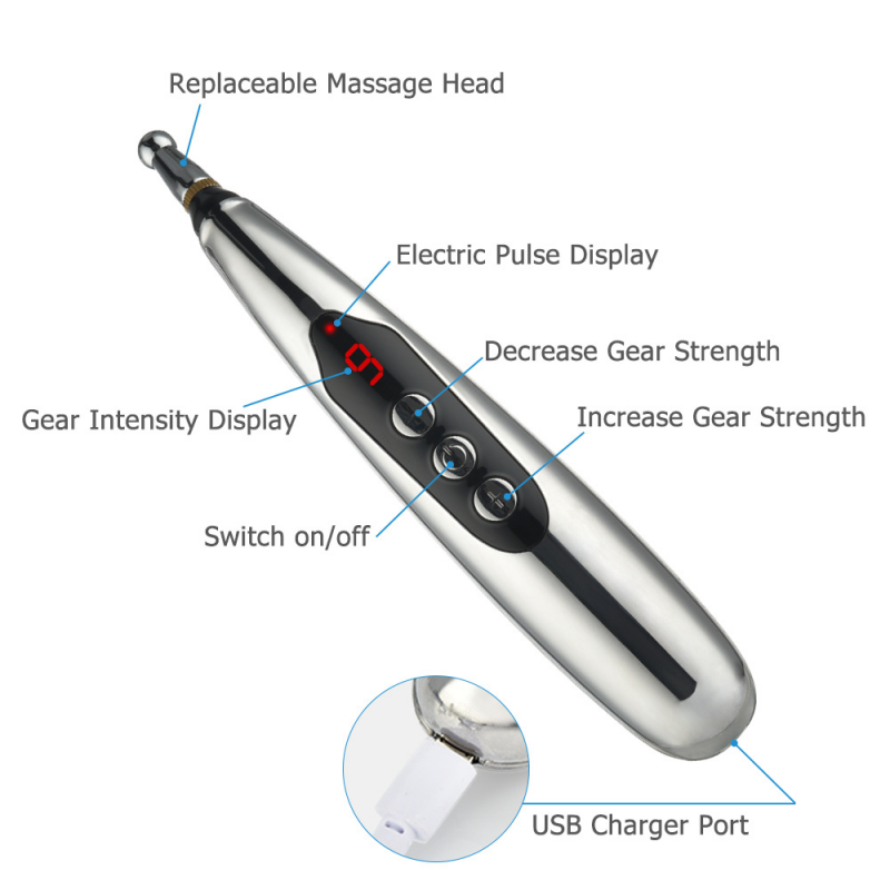 New Arrival Electric Acupuncture Pen Tens Massage USB Charging Meridian Energy Laser Therapy Pen Pain Relief Mini Stimulation Massager 9 gears massage intensity