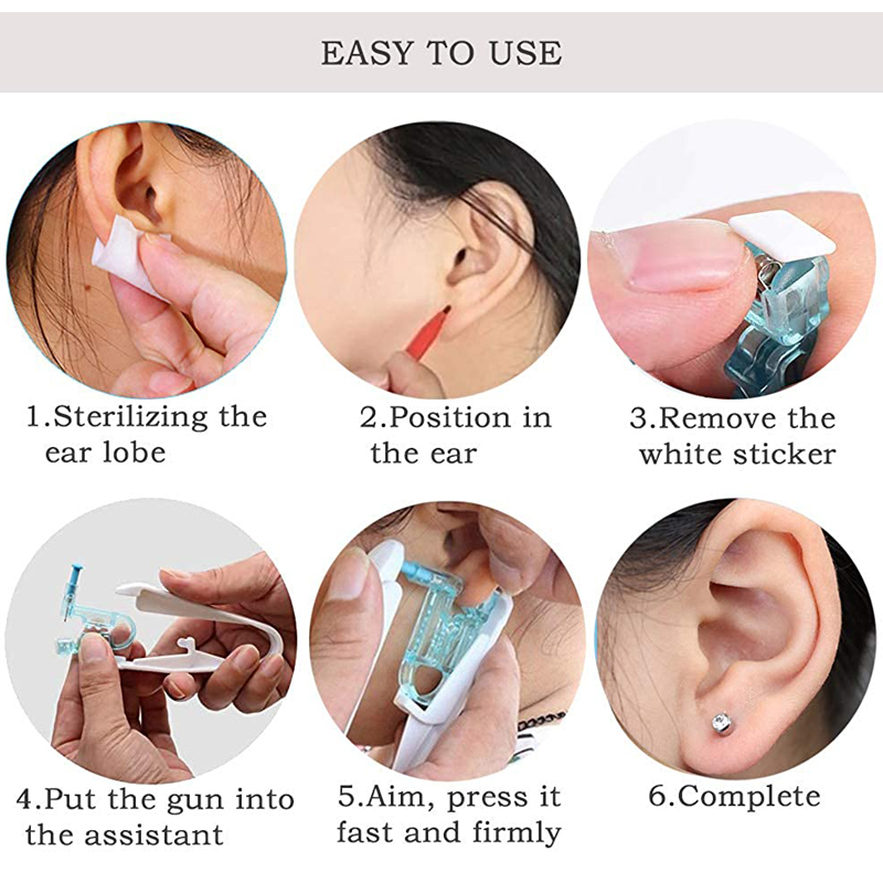 1pcs Sterile Painless Ear Piercing Tool Disposable Piercing No Inflammation Nose Clips Ear Piercing Gun