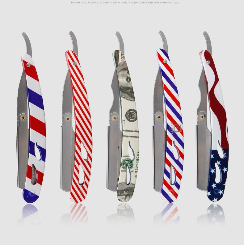 Colourful Professional Manual Shaver Straight Edge Stainless Steel Sharp Barber Razor Folding Shaving Beard Cutter Wholesale