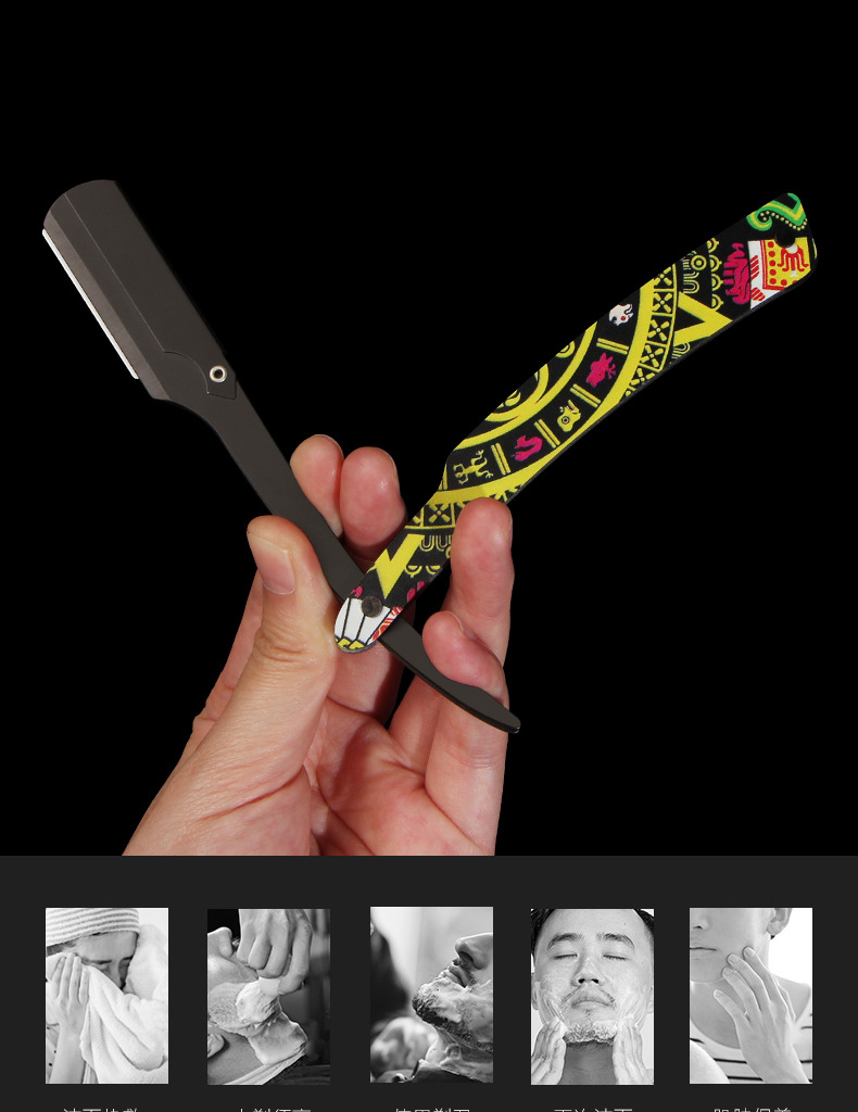 Colourful Professional Manual Shaver Straight Edge Stainless Steel Sharp Barber Razor Folding Shaving Beard Cutter Wholesale