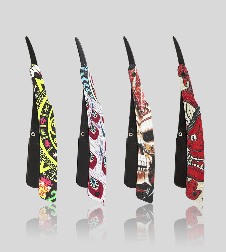 Colourful Professional Manual Shaver Straight Edge Stainless Steel Sharp Barber Razor Folding Shaving Beard Cutter Wholesale