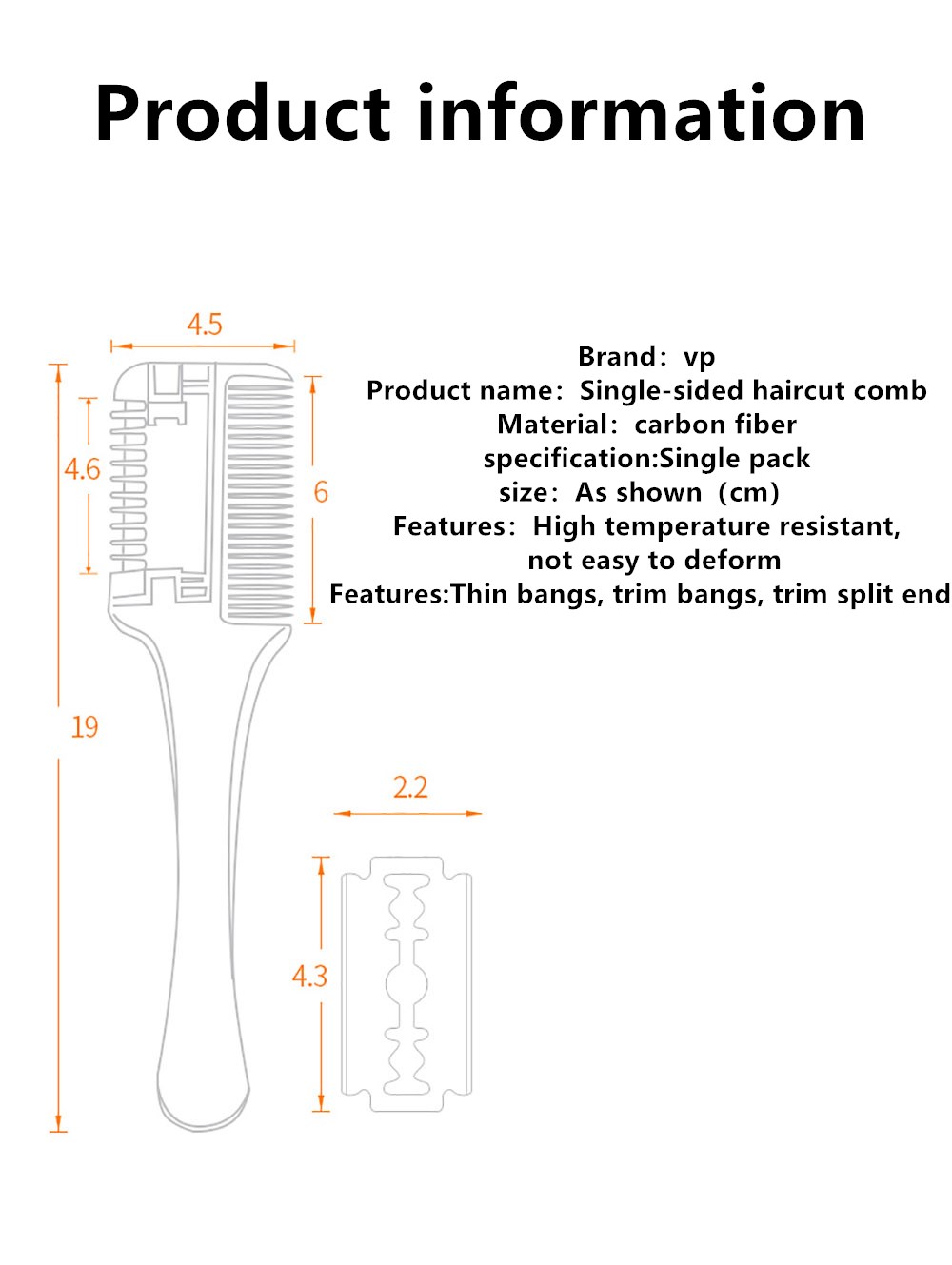Hair Comb Carbon Hair Brush Professional Salon Hairdressing Barbers Handle Brush With Razor Blades DIY Styling Tools