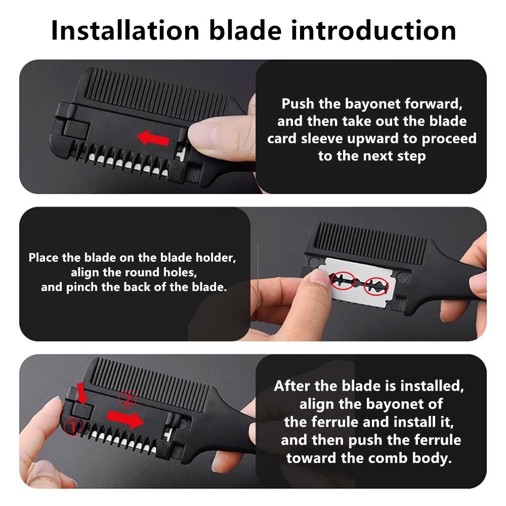 Hair Comb Carbon Hair Brush Professional Salon Hairdressing Barbers Handle Brush With Razor Blades DIY Styling Tools