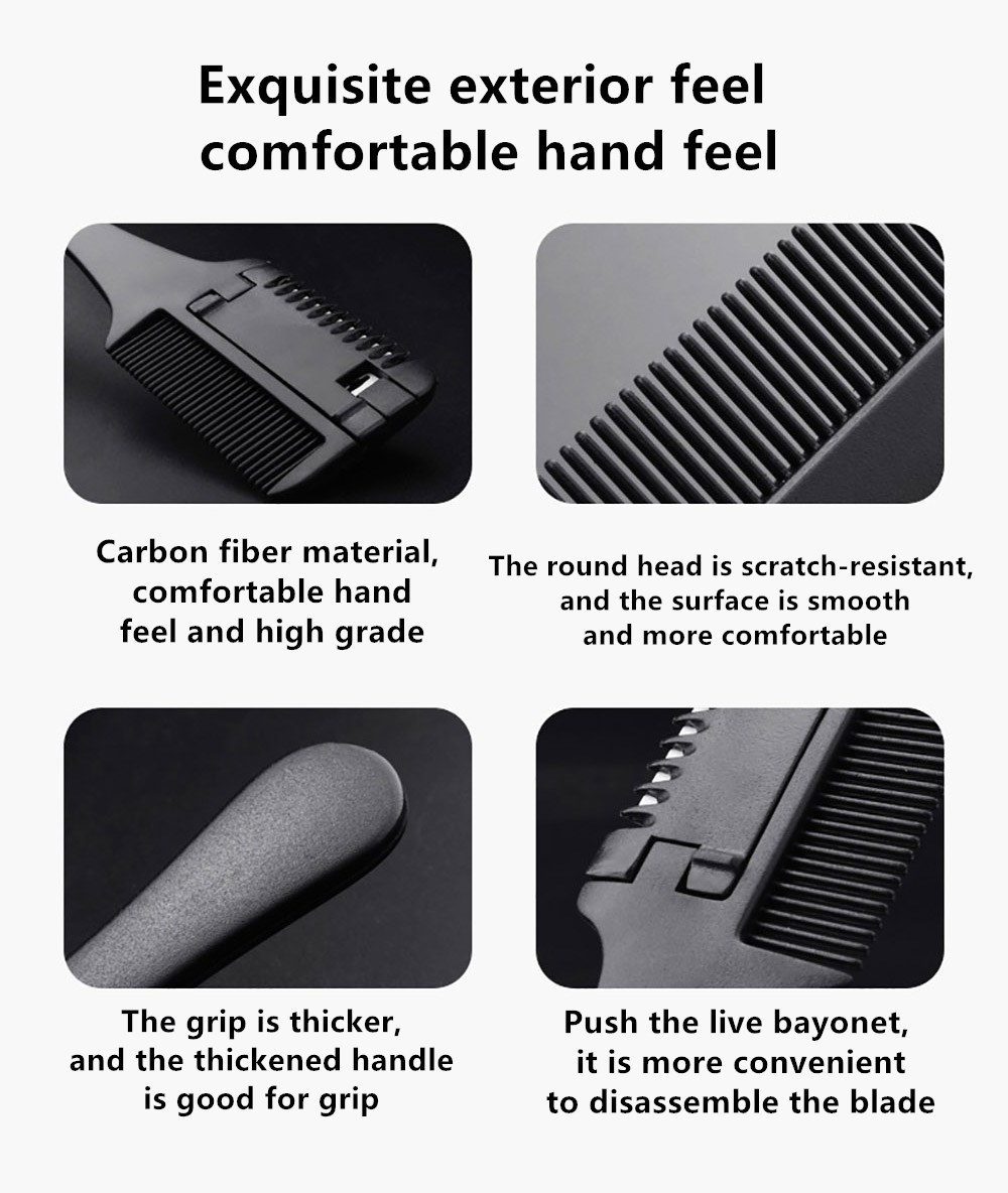 Hair Comb Carbon Hair Brush Professional Salon Hairdressing Barbers Handle Brush With Razor Blades DIY Styling Tools