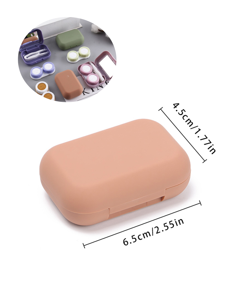 Frosted Mini Rubber Paint Square Contact Lens Case With Mirror Women Colored Contact Lenses Box Eyes Contact Lens Container