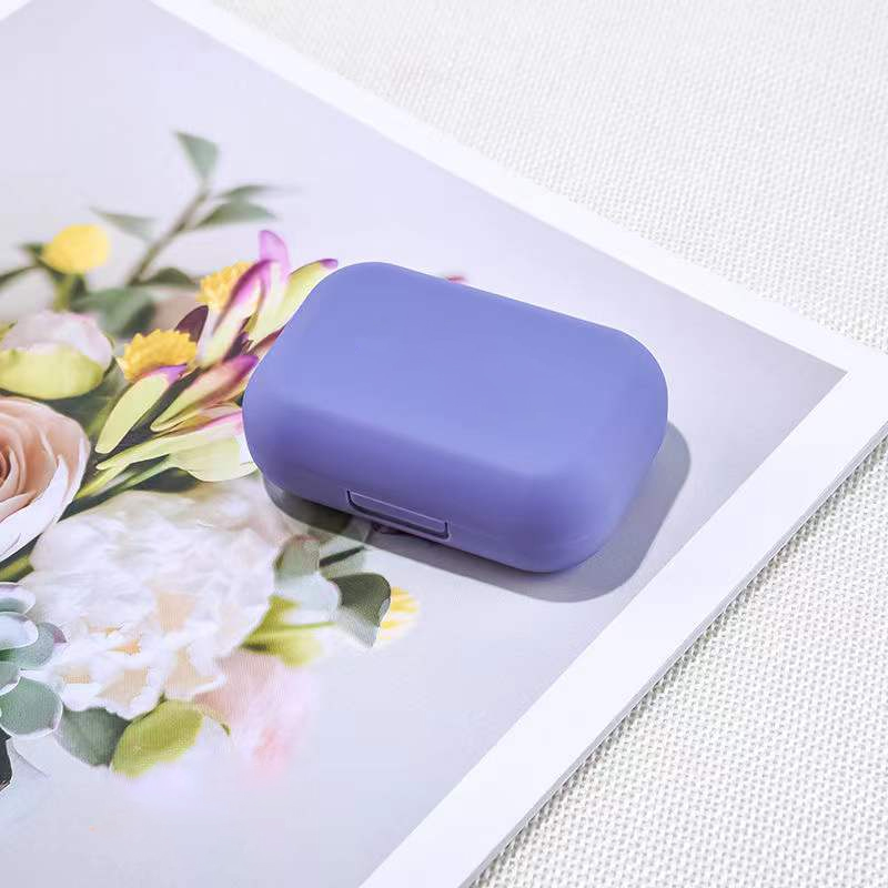 Frosted Mini Rubber Paint Square Contact Lens Case With Mirror Women Colored Contact Lenses Box Eyes Contact Lens Container